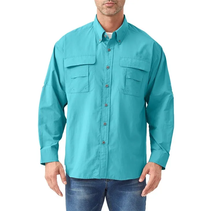 ODM Men's Outdoor Fishing Shirt UPF 50 Breathable Quick Dry Button Down Shirt With Back Vent Custom LOGO manufacturers